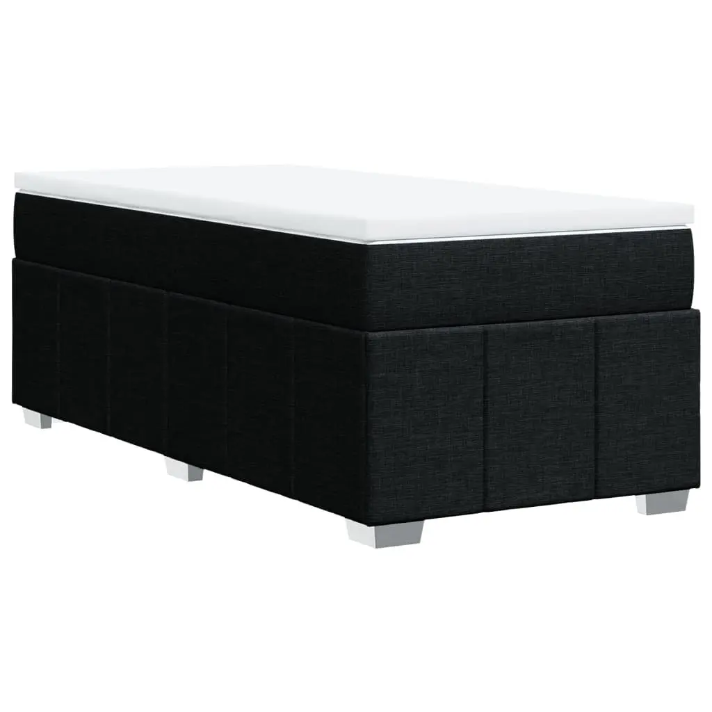 King Single Box Spring Bed with Pocket Mattress Black Fabric Bedroom Furniture