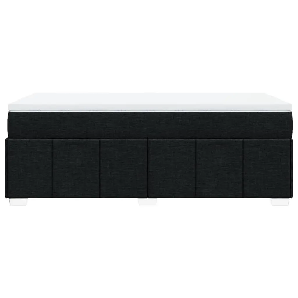 King Single Box Spring Bed with Pocket Mattress Black Fabric Bedroom Furniture