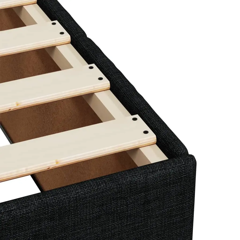 King Single Box Spring Bed with Pocket Mattress Black Fabric Bedroom Furniture