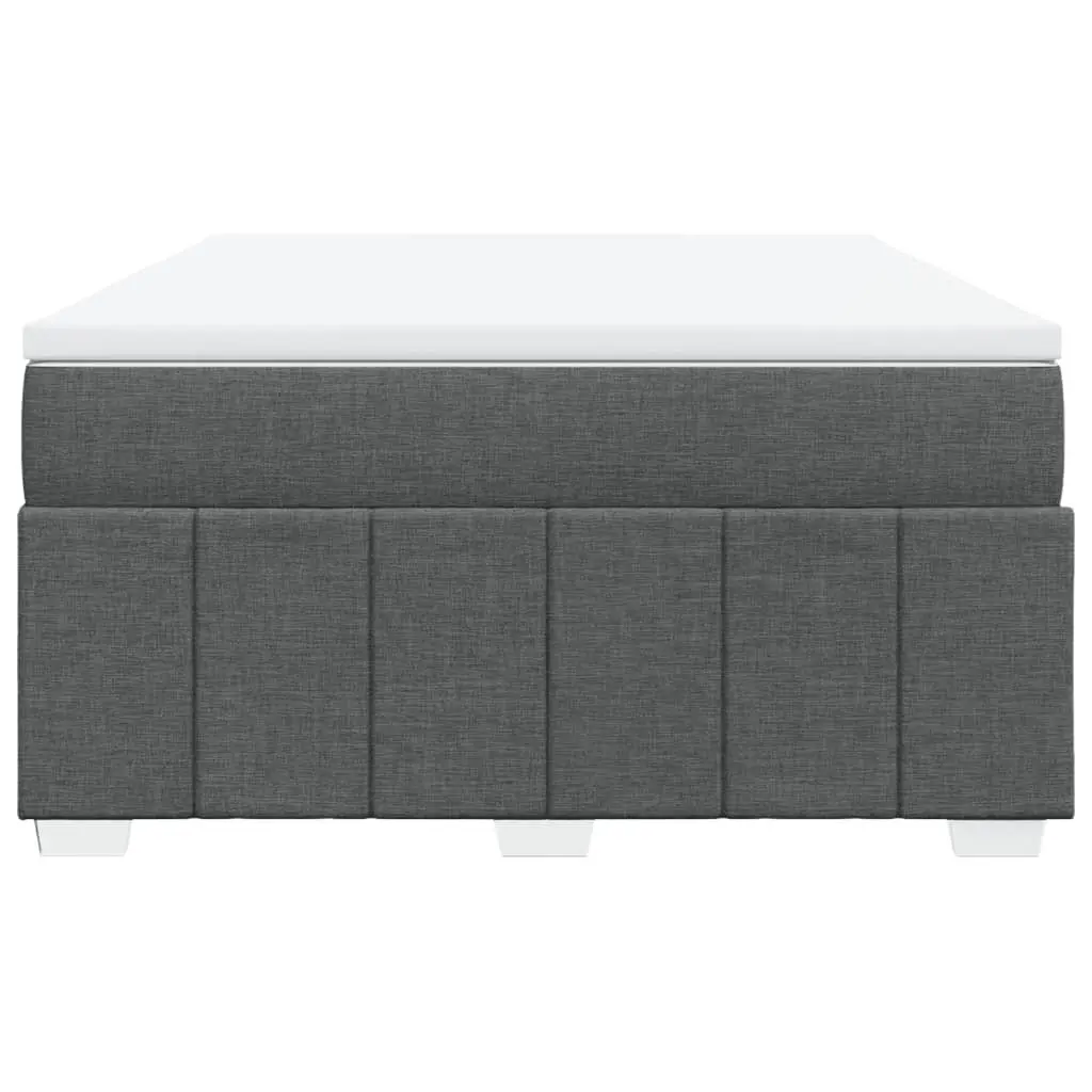 Box Spring Bed with Pocket Spring Mattress Queen Size Grey Fabric Frame
