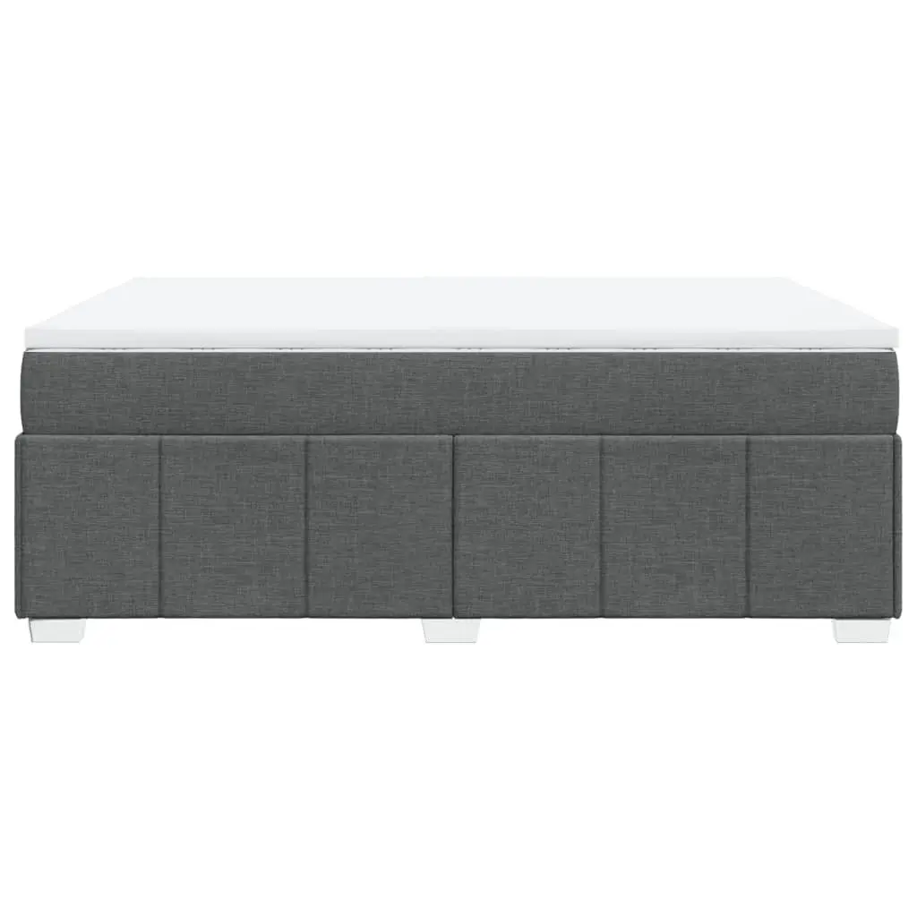 Box Spring Bed with Pocket Spring Mattress Queen Size Grey Fabric Frame