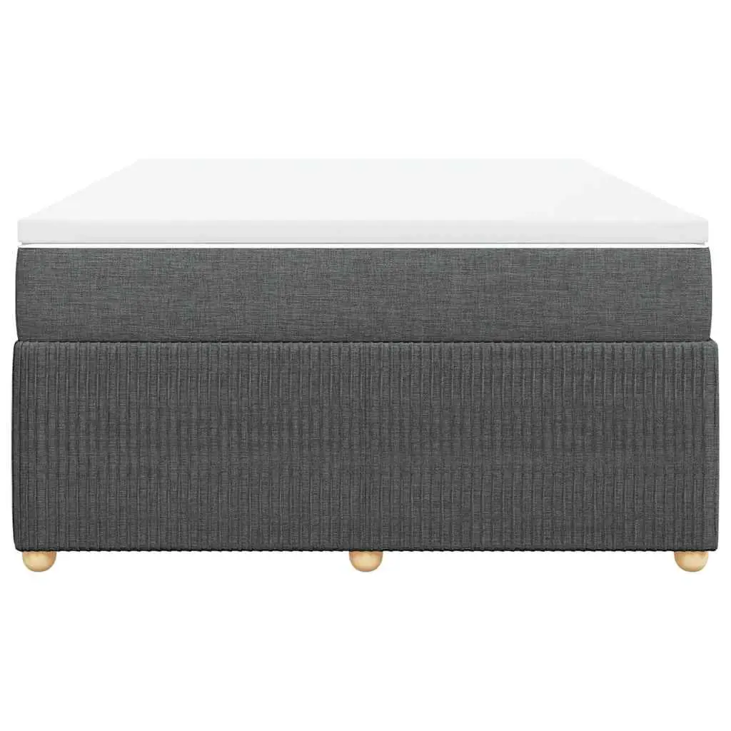 Double Box Spring Bed with Pocket Spring Mattress Black Fabric Platform Frame