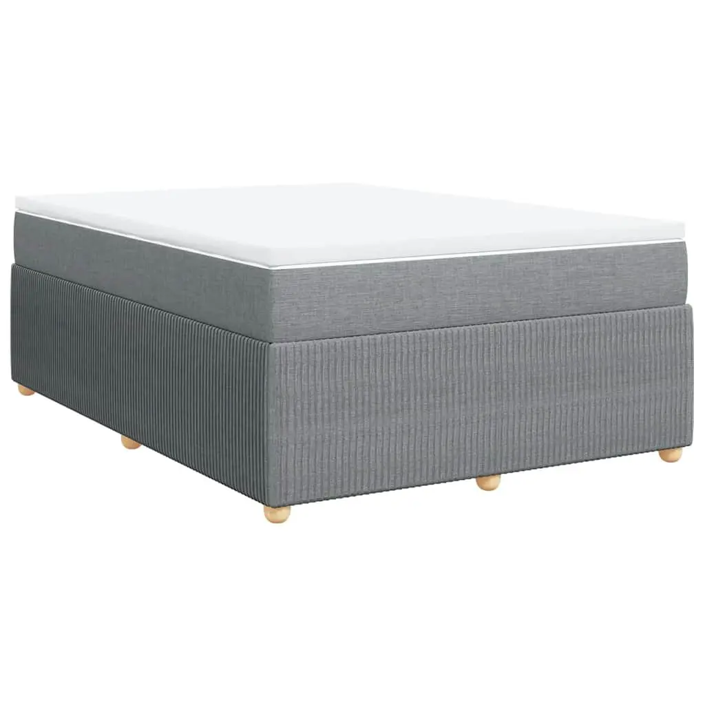 Queen Bed Frame Grey Fabric with Pocket Sprung Mattress and Removable Topper Bedroom Furniture