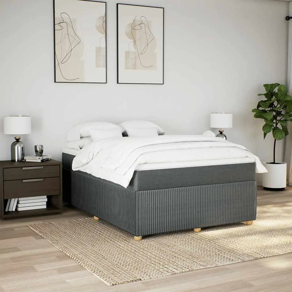 Queen Bed Frame Grey Fabric with Pocket Sprung Mattress and Removable Topper Bedroom Furniture