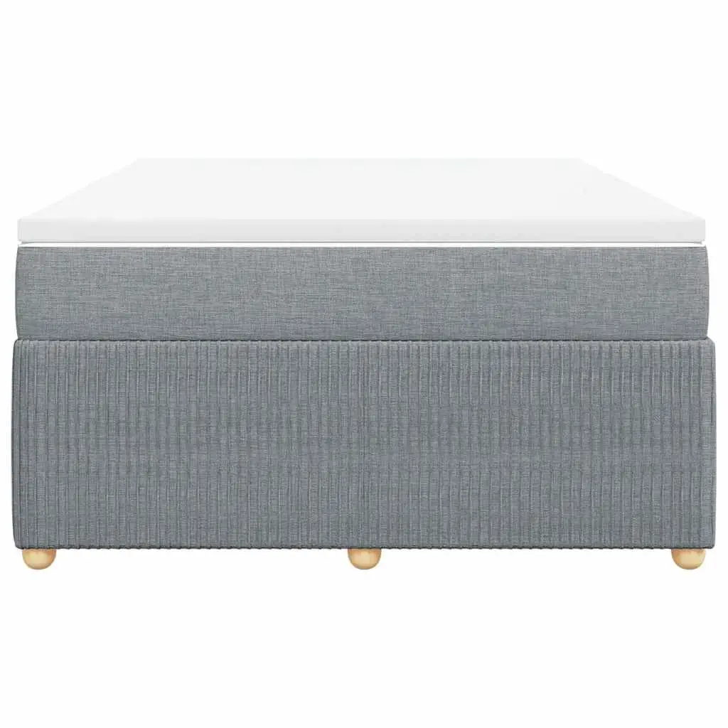 Queen Bed Frame Grey Fabric with Pocket Sprung Mattress and Removable Topper Bedroom Furniture