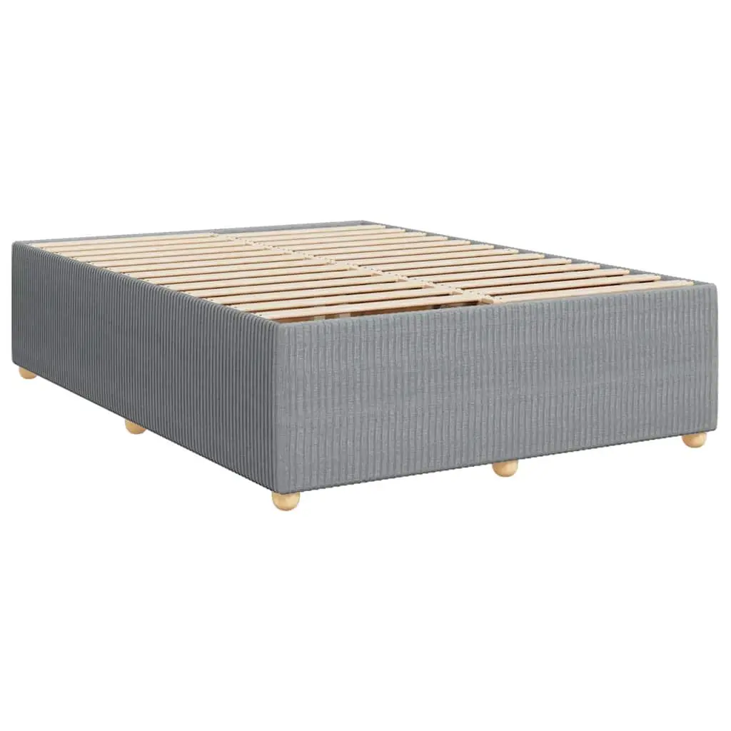 Queen Bed Frame Grey Fabric with Pocket Sprung Mattress and Removable Topper Bedroom Furniture