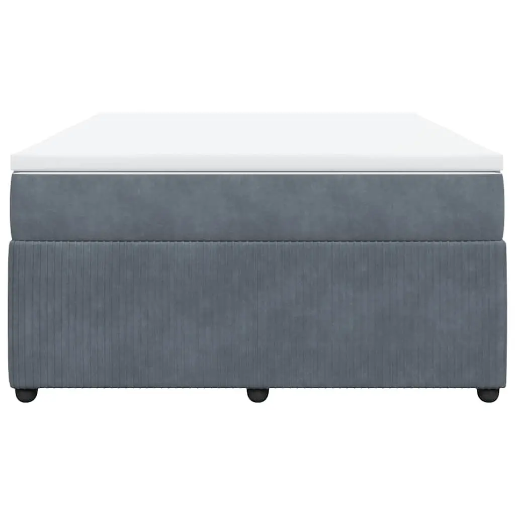 Velvet Upholstered Box Bed with Pocket Spring Mattress Double Grey Frame