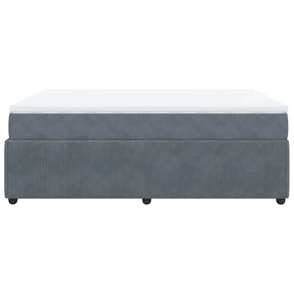 Velvet Upholstered Box Bed with Pocket Spring Mattress Double Grey Frame