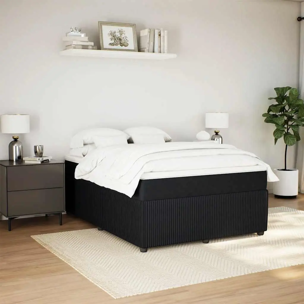 Box Spring Bed Pocket Sprung Mattress Black Velvet Double Size