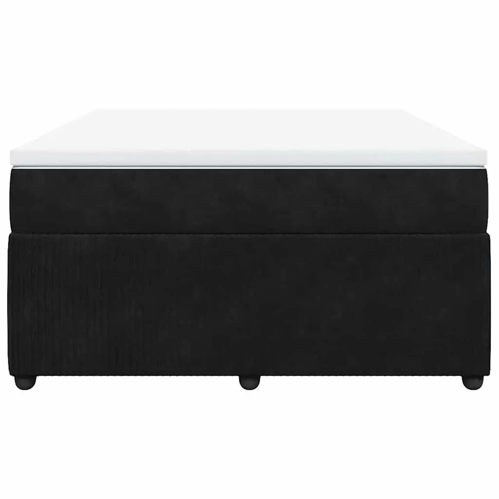 Box Spring Bed Pocket Sprung Mattress Black Velvet Double Size
