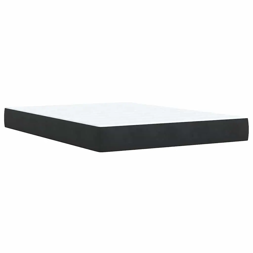 Box Spring Bed Pocket Sprung Mattress Black Velvet Double Size