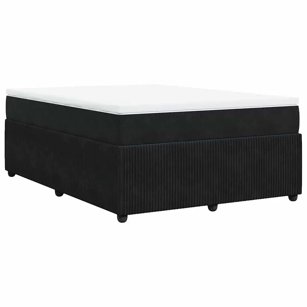 Box Spring Bed Pocket Sprung Mattress Black Velvet Double Size
