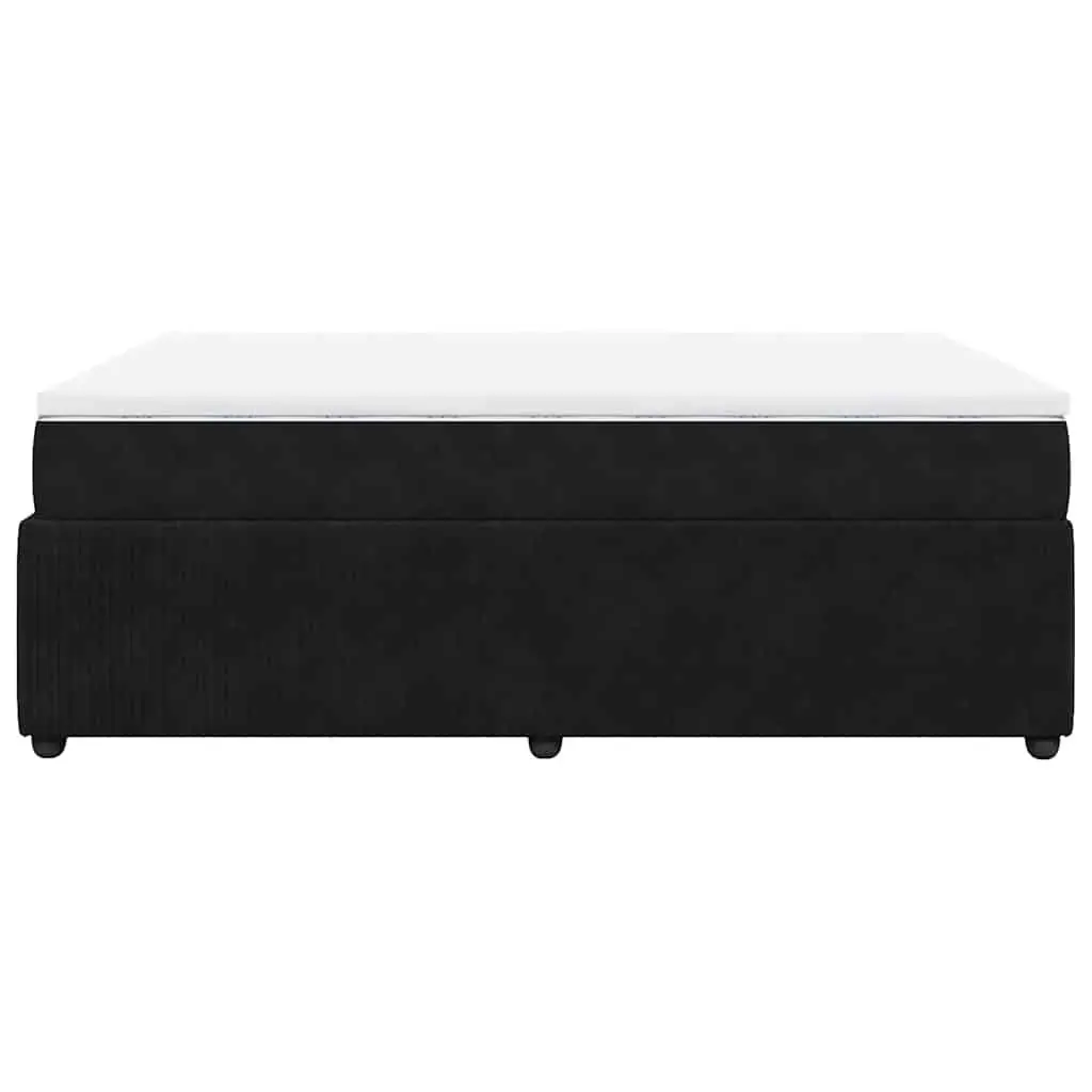 Box Spring Bed Pocket Sprung Mattress Black Velvet Double Size