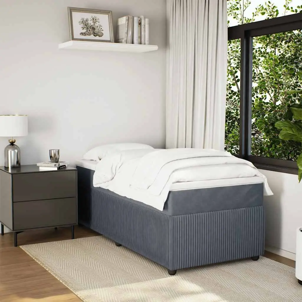 Box Spring Bed Pocket Mattress King Single Grey Velvet Upholstered Frame
