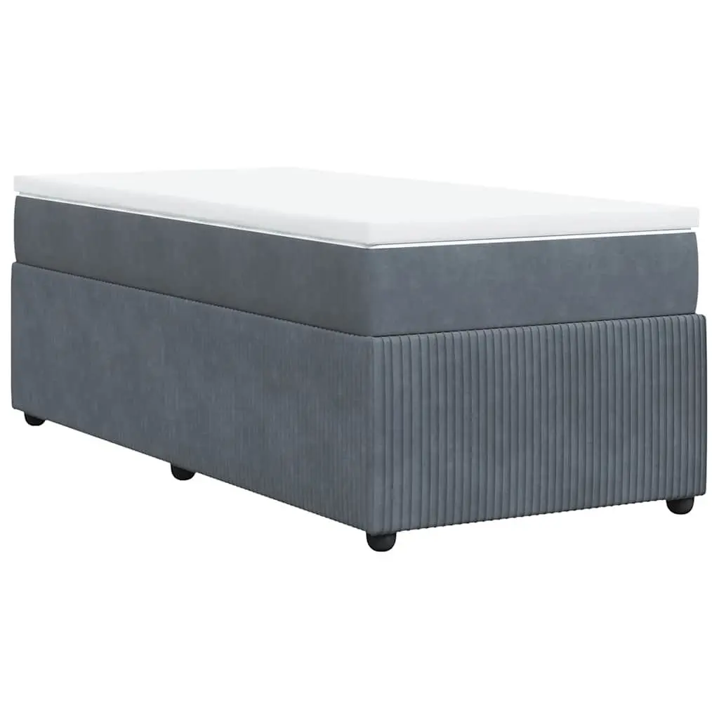 Box Spring Bed Pocket Mattress King Single Grey Velvet Upholstered Frame