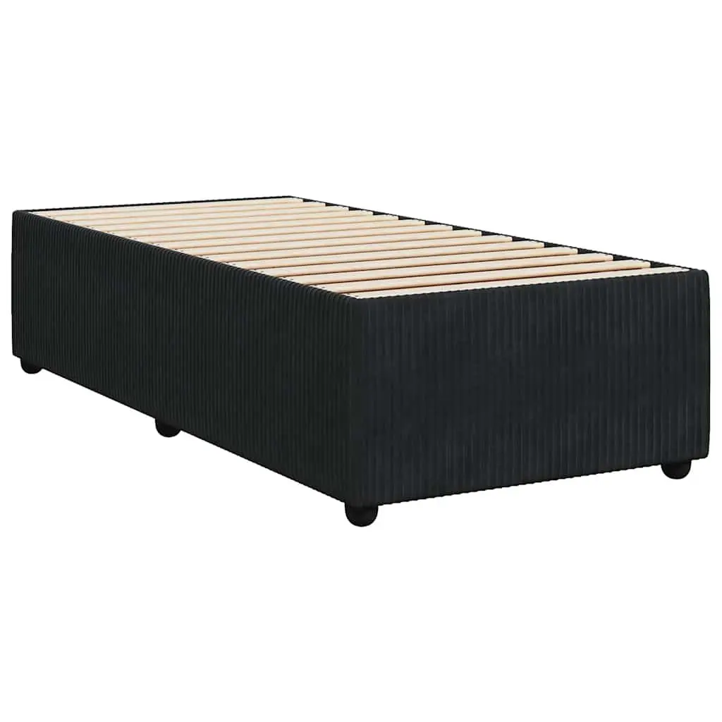 King Single Bed Frame Pocket Spring Mattress Velvet Black
