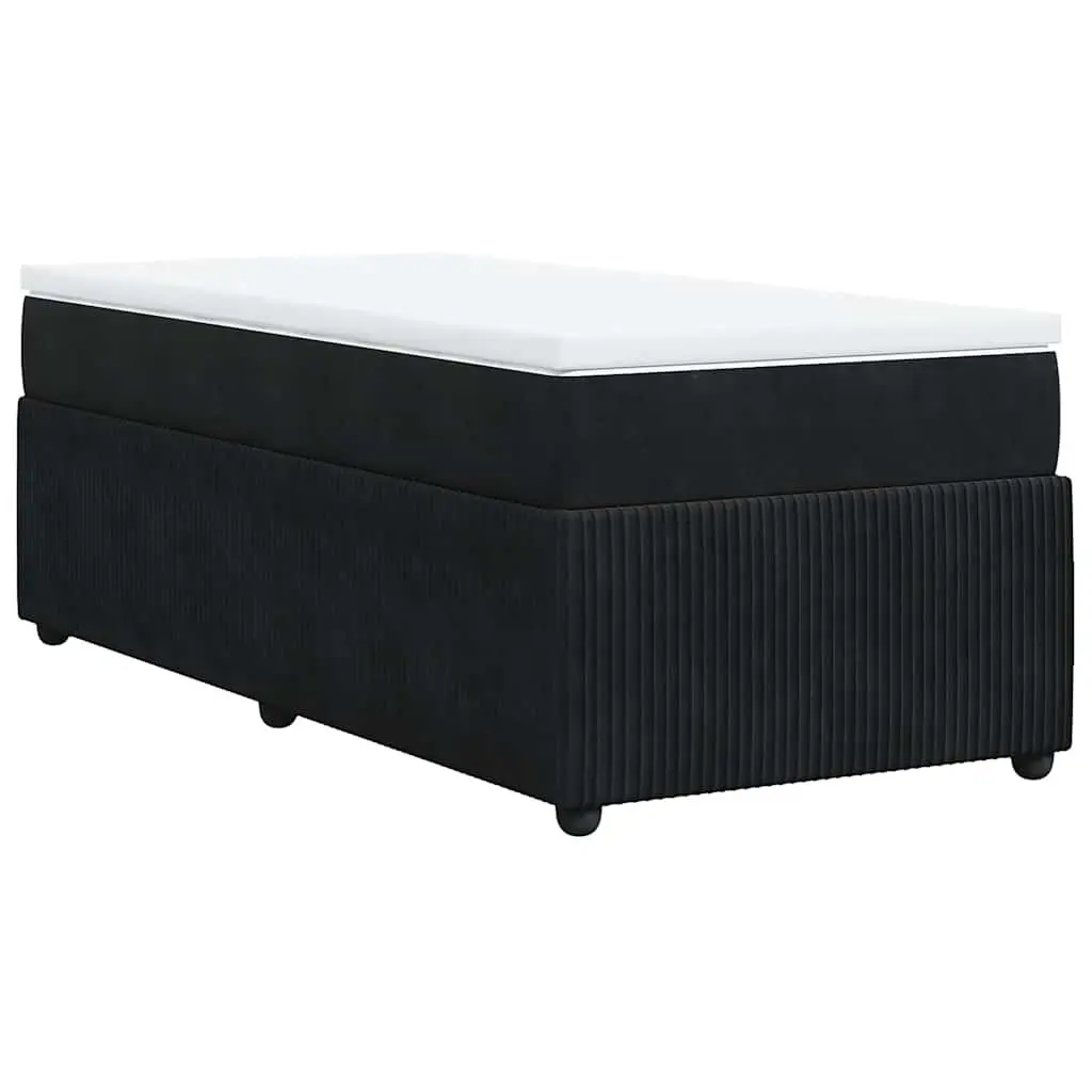 King Single Bed Frame Pocket Spring Mattress Velvet Black