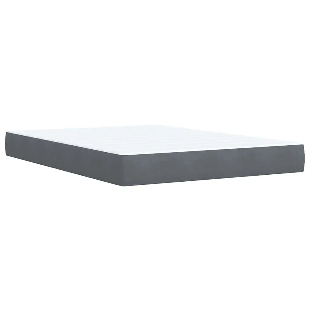 Queen Size Velvet Pocket Spring Mattress Bed Frame Grey Upholstered Box Spring