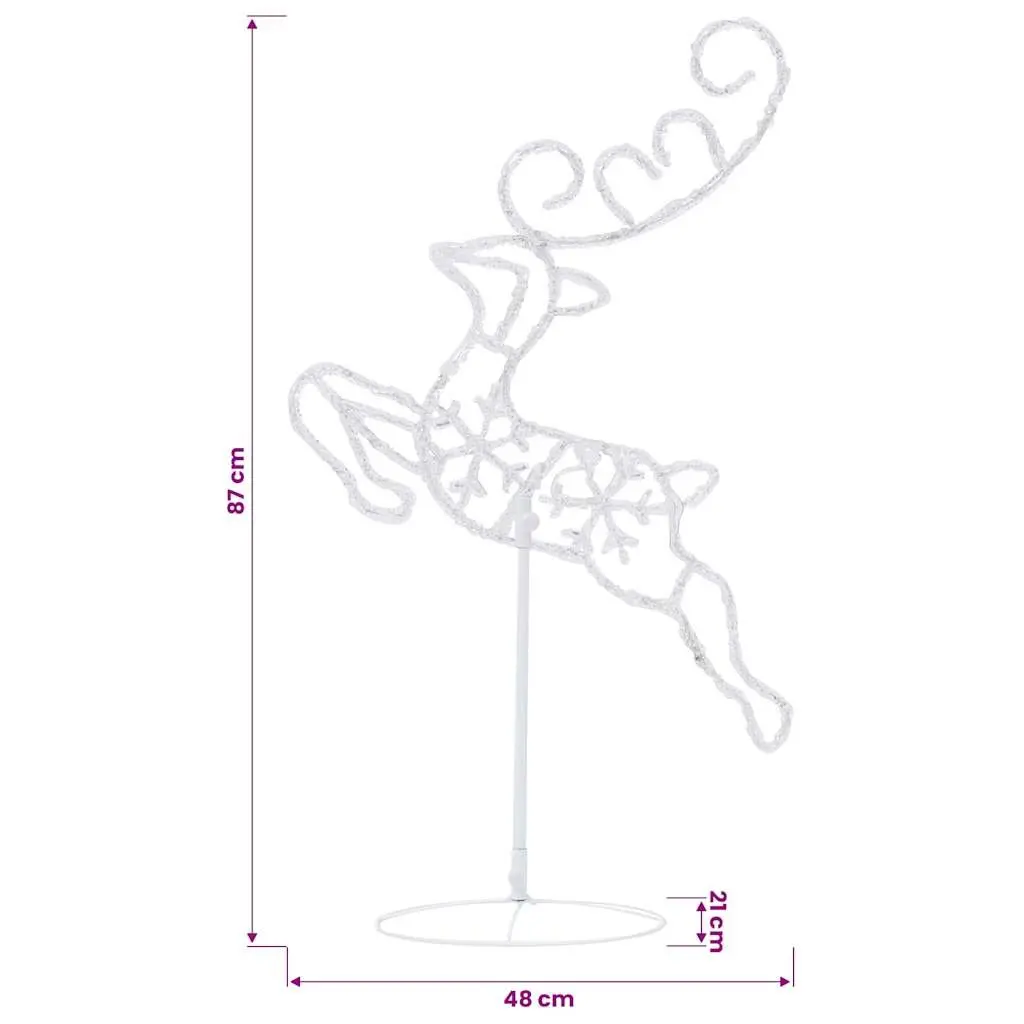 Flying Reindeer Sleigh LED Light Decoration Indoor Outdoor 260x21x87cm Warm White