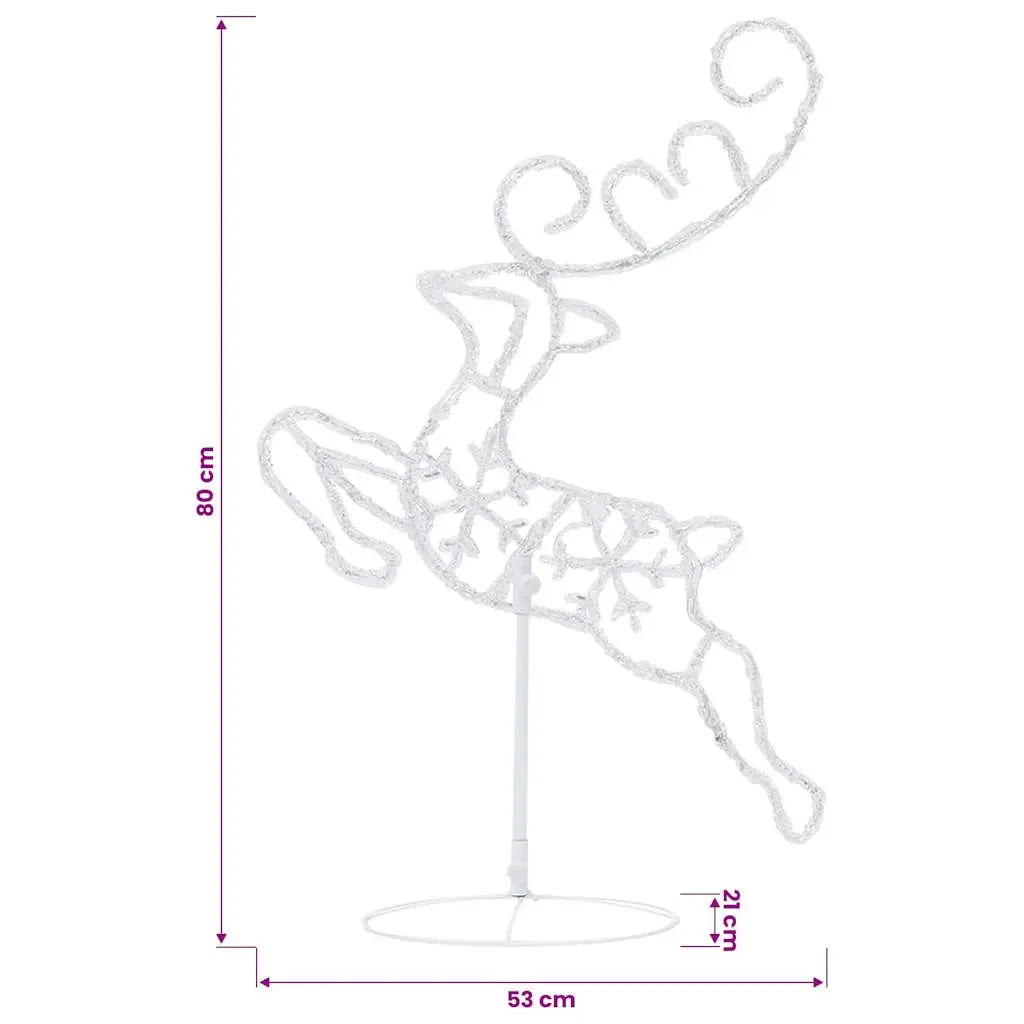 Flying Reindeer Sleigh LED Light Decoration Indoor Outdoor 260x21x87cm Warm White