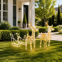 Value-Focused Christmas Reindeer Sleigh with LED Lights