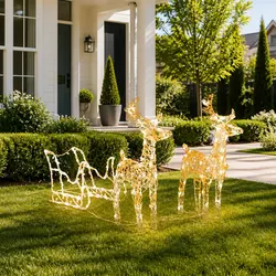 Value-Focused Christmas Reindeer Sleigh with LED Lights
