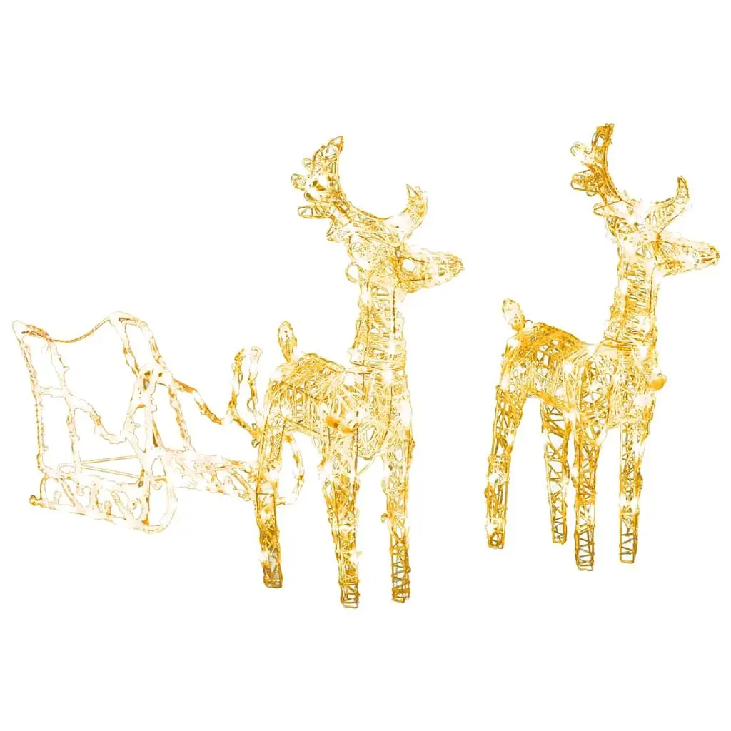 Reindeer Sleigh Light Decoration 160 LEDs Warm White Outdoor Garden 130 cm