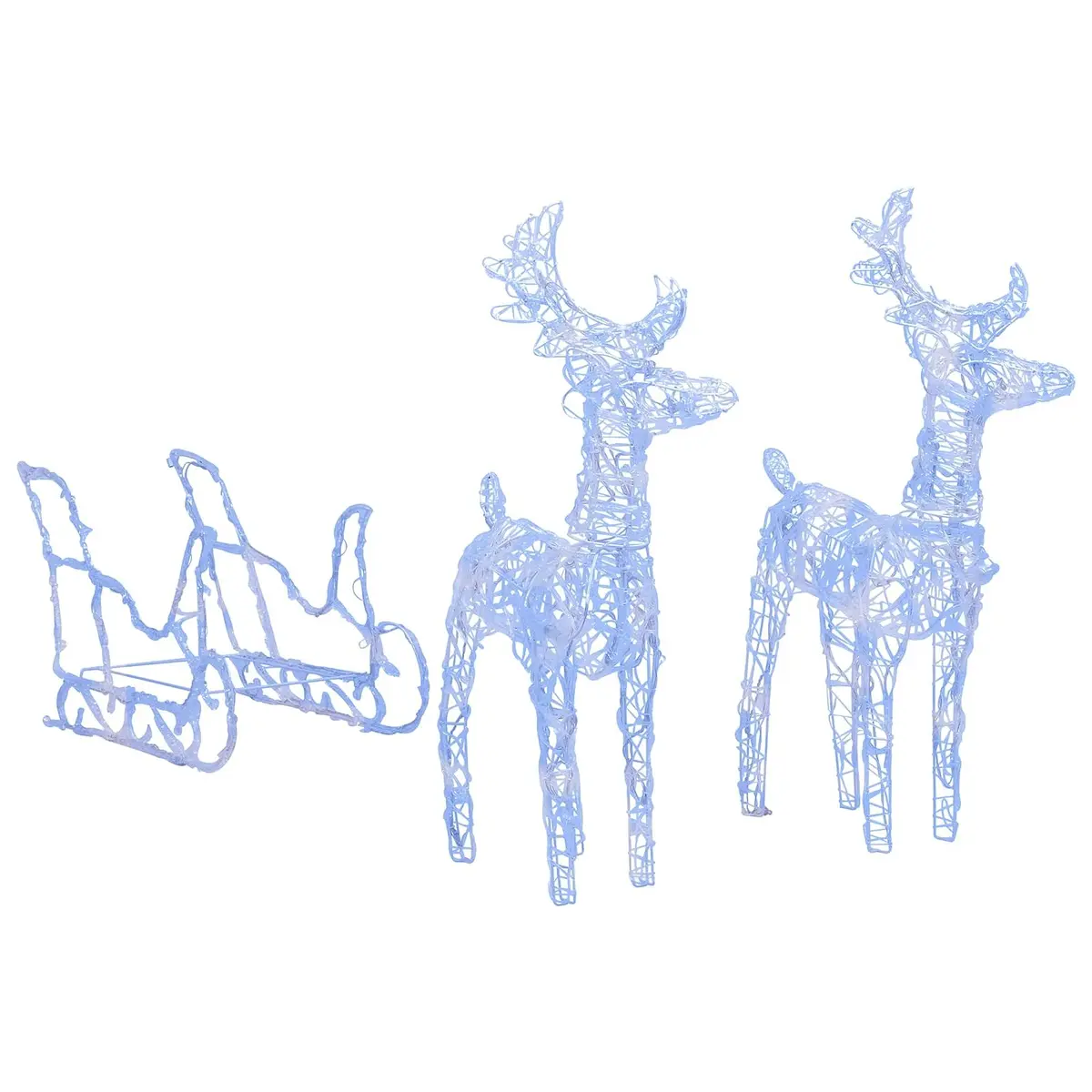 LED Light Decoration Christmas Reindeer Sleigh 130cm Blue Outdoor Garden Display