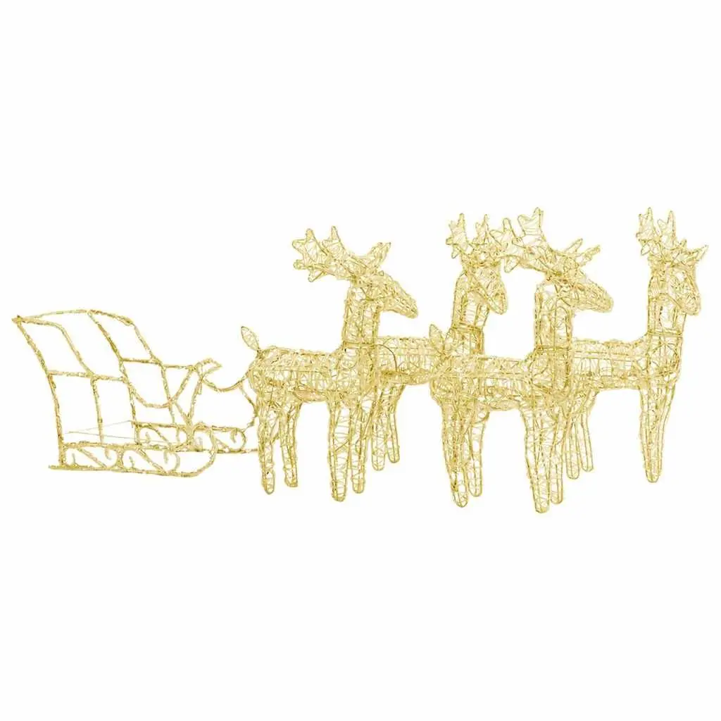 LED Light Decoration Christmas Reindeer Sleigh Outdoor Garden Acrylic 280 x 28 x 55 cm Warm White