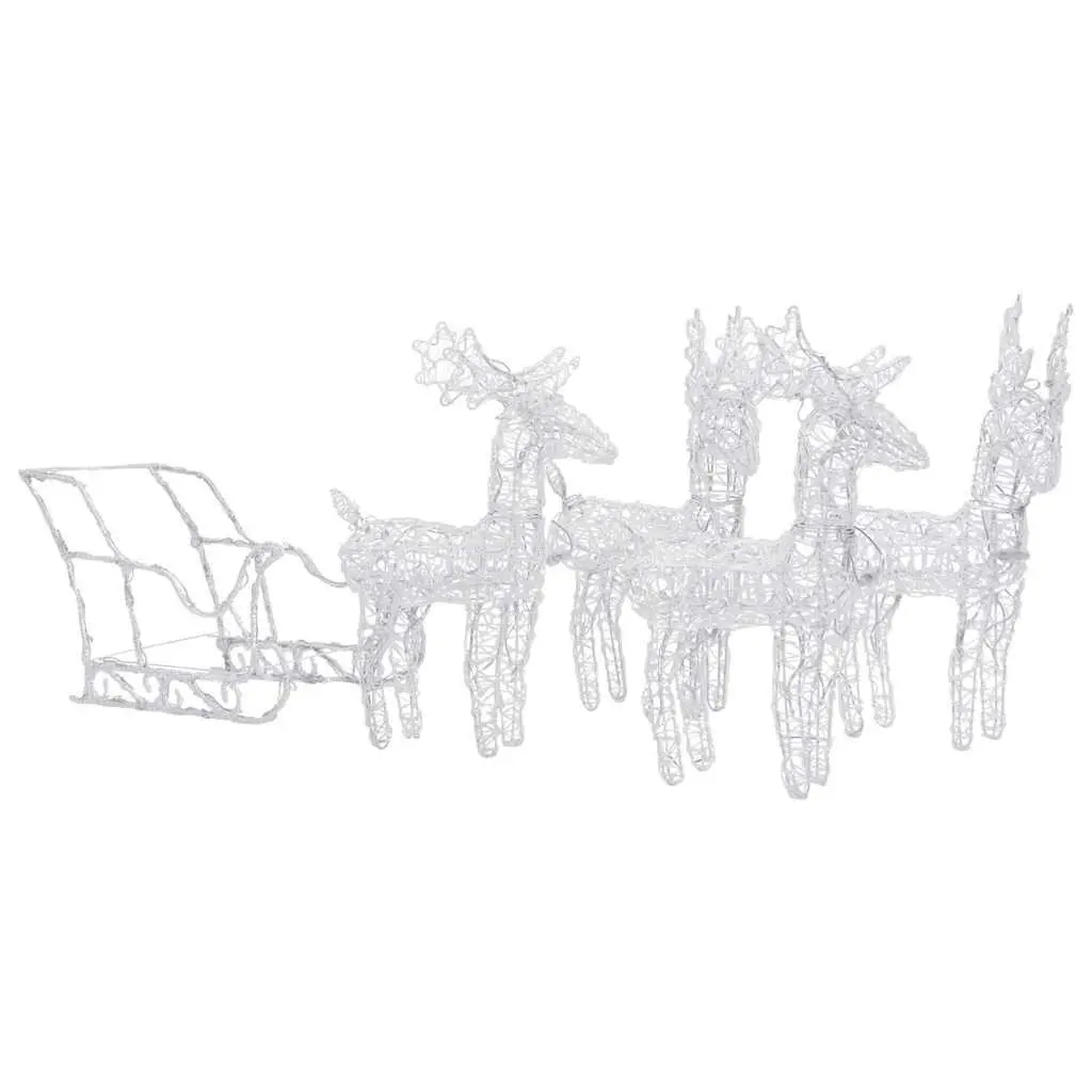 LED Light Decoration Christmas Reindeer Sleigh Outdoor Garden Acrylic 280 x 28 x 55 cm Warm White