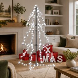 Warm White LED Christmas Cone Tree with 160 Lights – 78x120cm