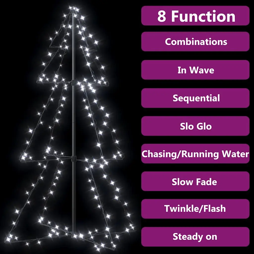 Christmas Cone Tree Indoor Outdoor Decoration 78x120cm White with 160 LEDs