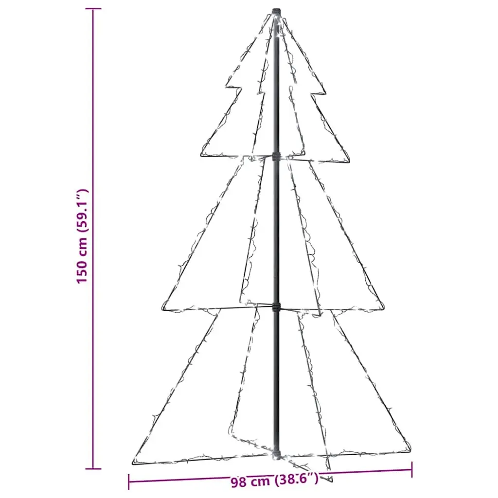 Christmas Cone Tree Indoor Outdoor 98x150cm White 200 LEDs 8 Lighting Effects