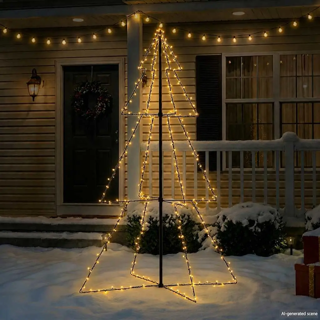 Christmas Cone Tree 240 LEDs 8 Lighting Effects 118x180cm White Indoor Outdoor