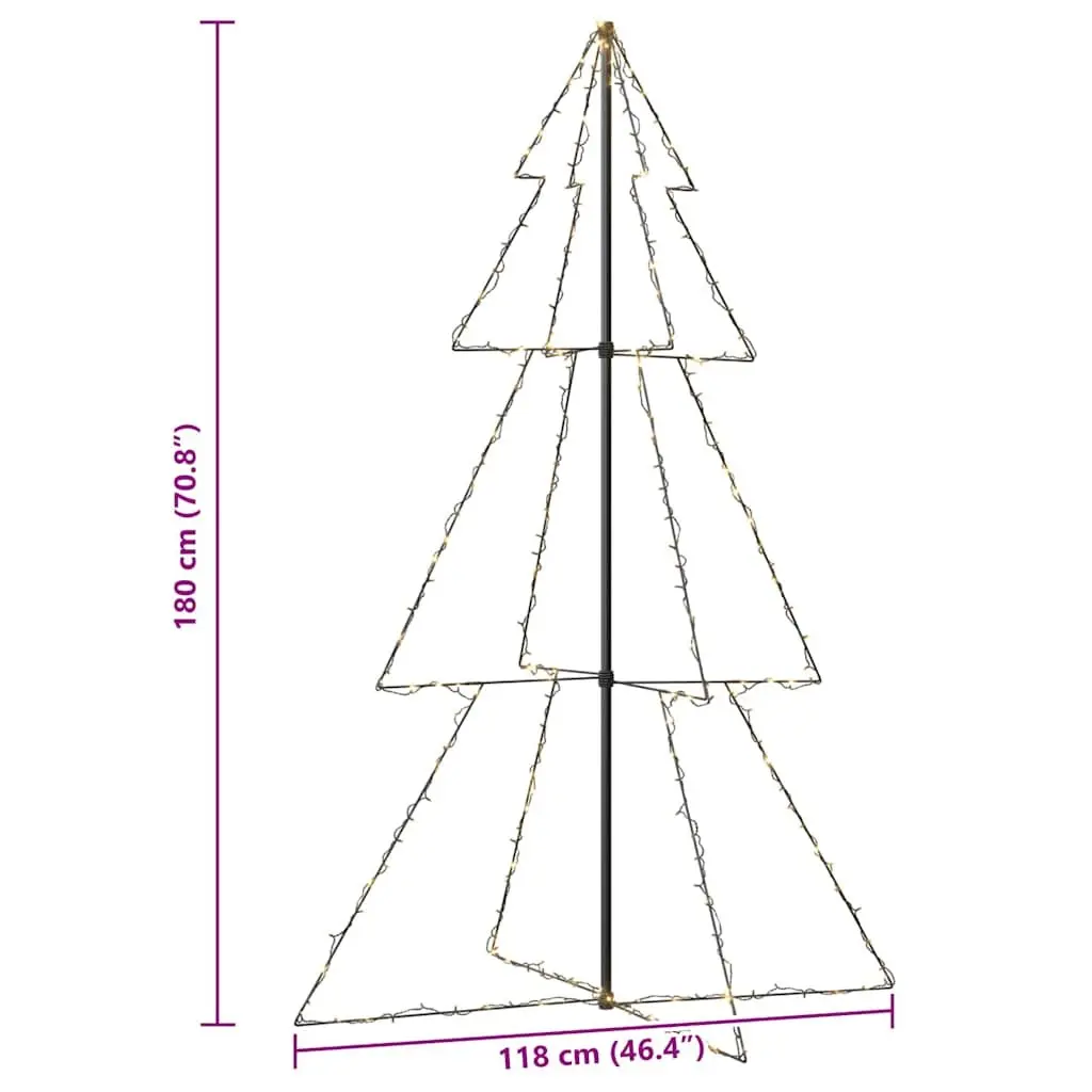 Christmas Cone Tree 240 LEDs 8 Lighting Effects 118x180cm White Indoor Outdoor