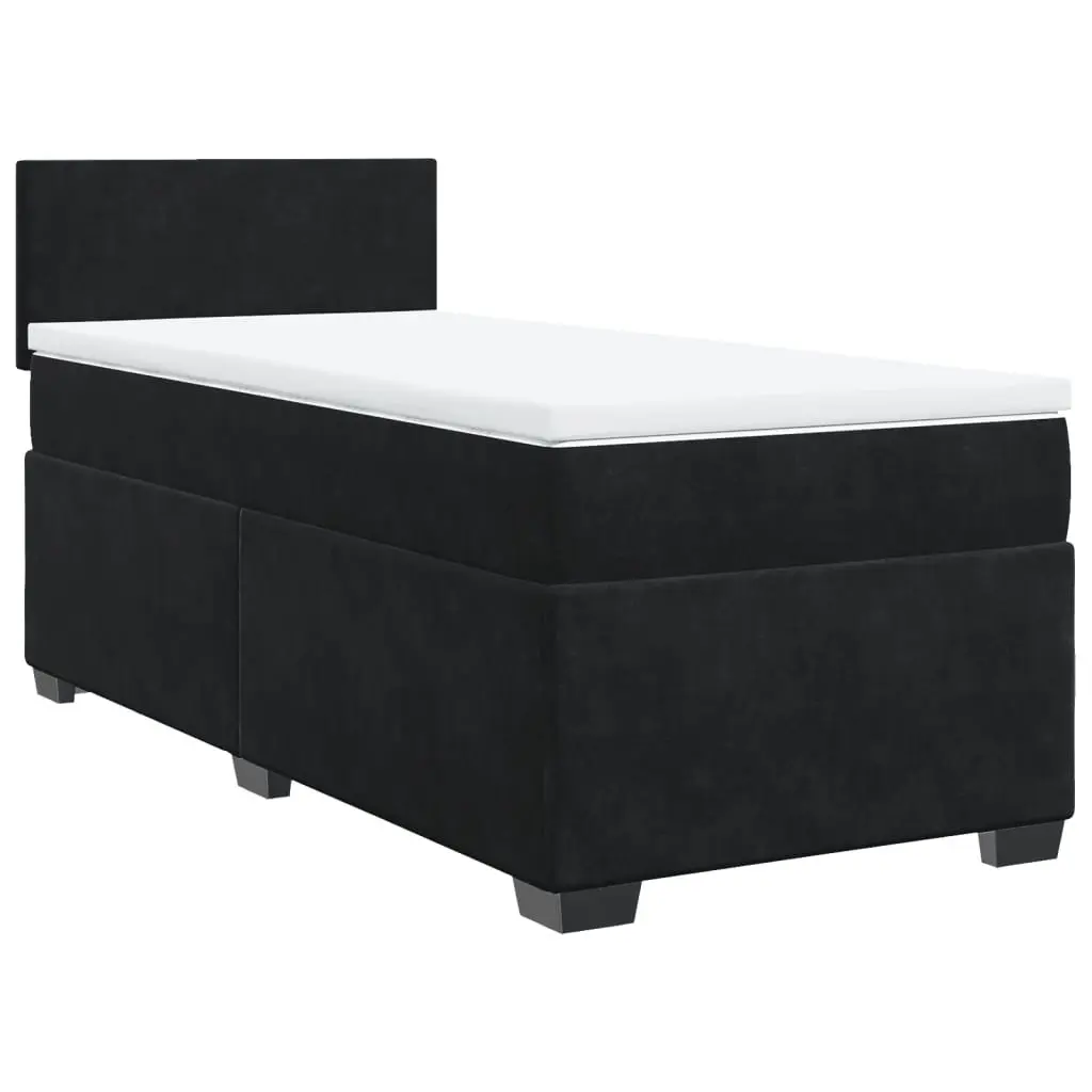 Box Spring Bed Pocket Mattress King Single Black Fabric Frame Slats