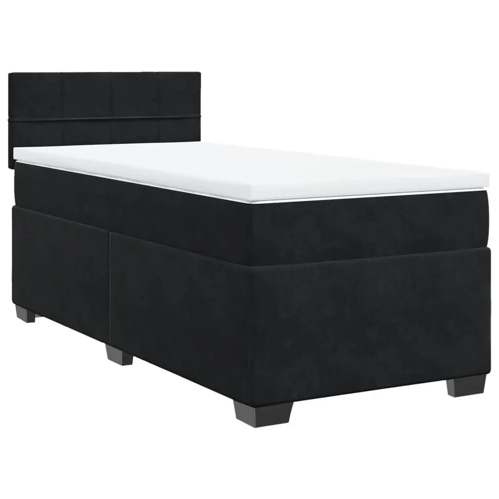 Box Spring Bed King Single with Pocket Spring Mattress Black Fabric Frame