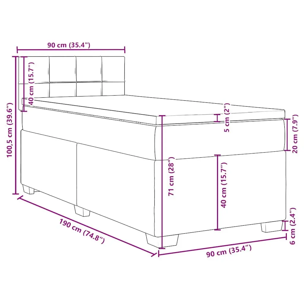 Box Spring Bed King Single with Pocket Spring Mattress Black Fabric Frame