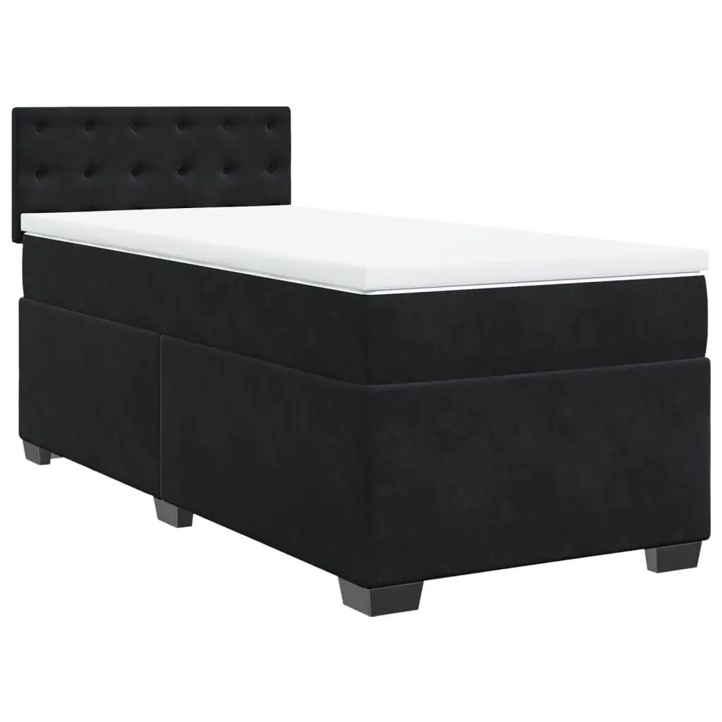 Box Spring Bed King Single Pocket Spring Mattress Black Fabric Frame Slats