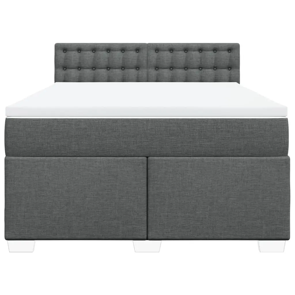 Double Box Spring Bed with Pocket Spring Mattress Black Fabric