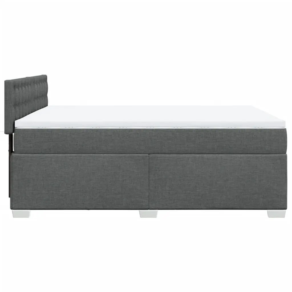 Double Box Spring Bed with Pocket Spring Mattress Black Fabric