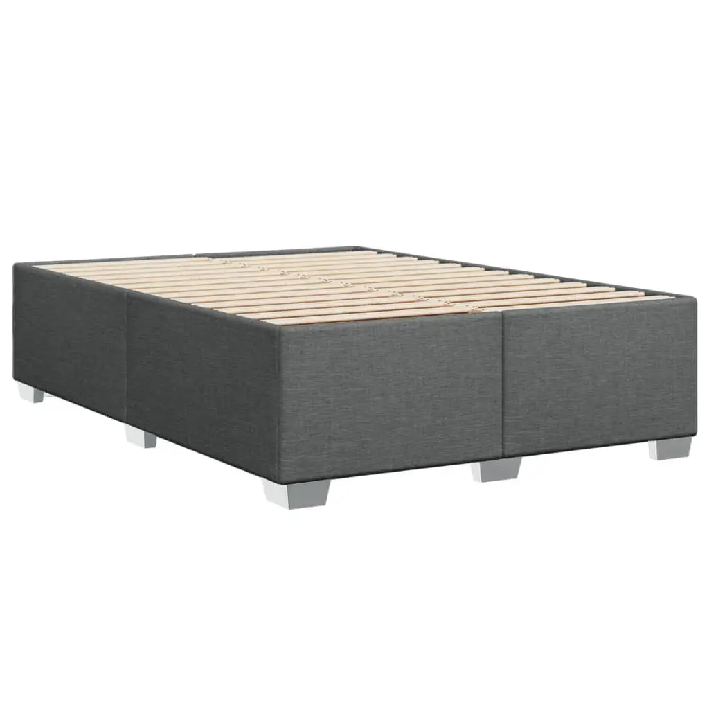 Queen Box Spring Bed with Pocket Spring Mattress Grey Fabric Frame Slats