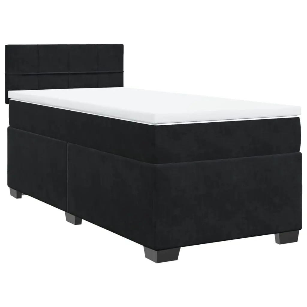King Single Velvet Upholstered Frame Box Spring Bed with Pocket Sprung Mattress