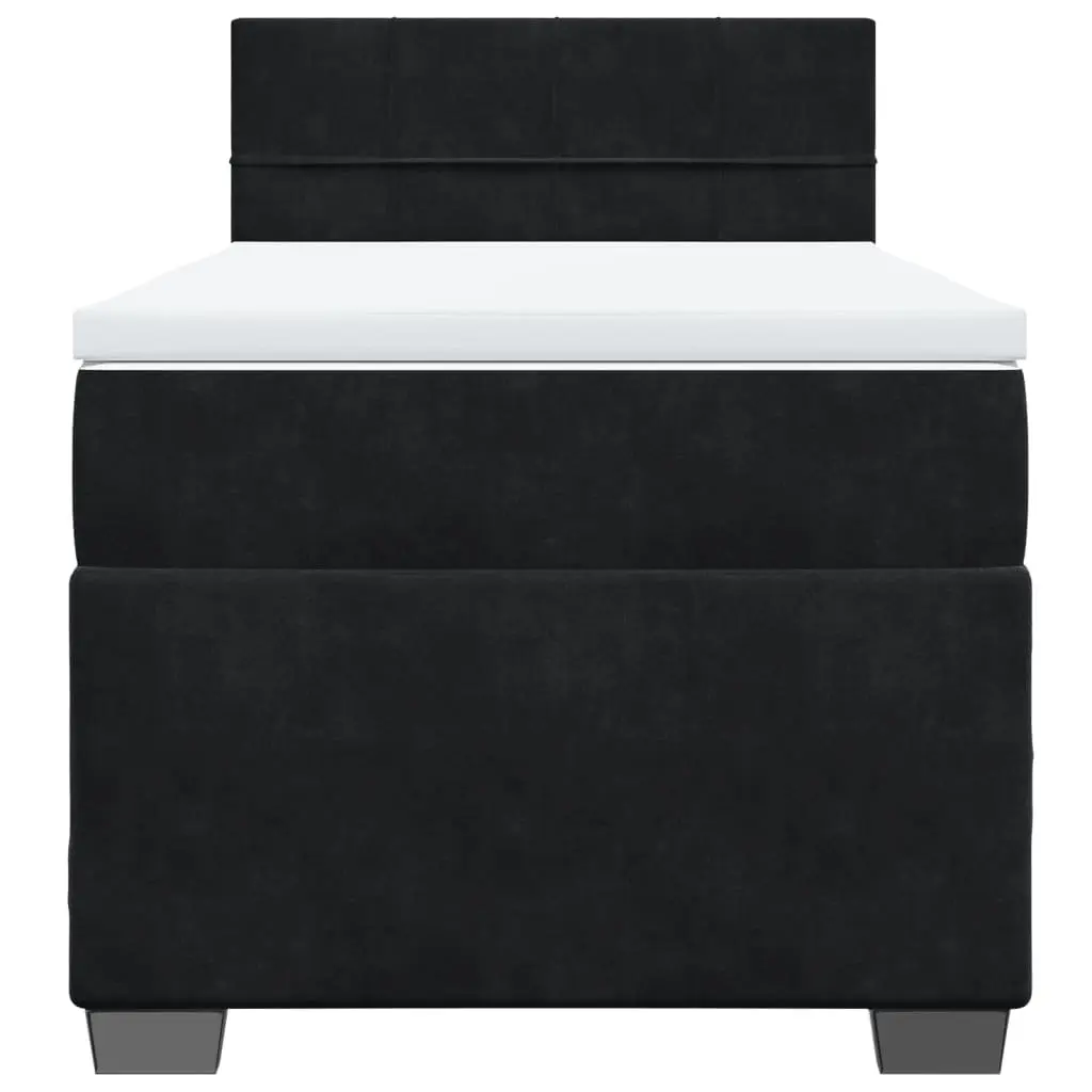 King Single Velvet Upholstered Frame Box Spring Bed with Pocket Sprung Mattress