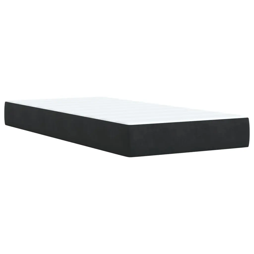 King Single Velvet Upholstered Frame Box Spring Bed with Pocket Sprung Mattress