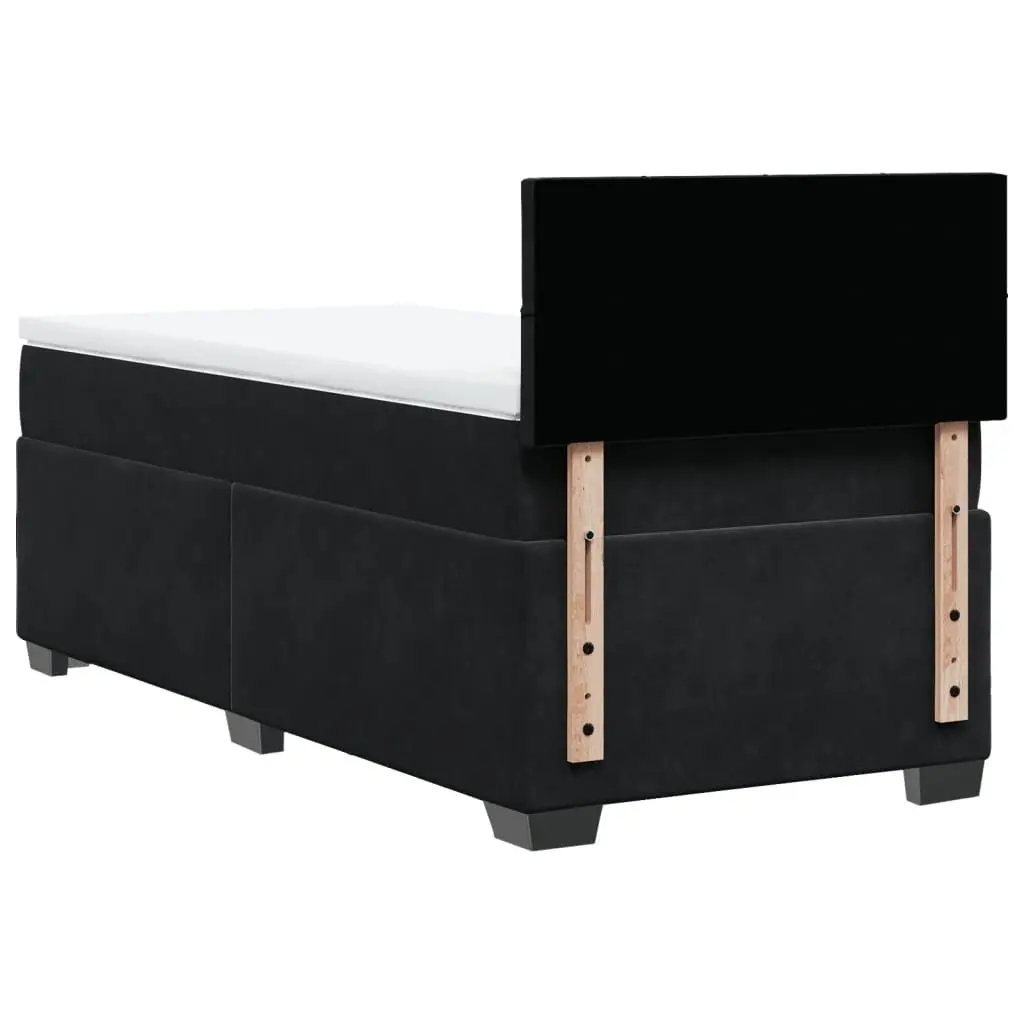 King Single Velvet Upholstered Frame Box Spring Bed with Pocket Sprung Mattress