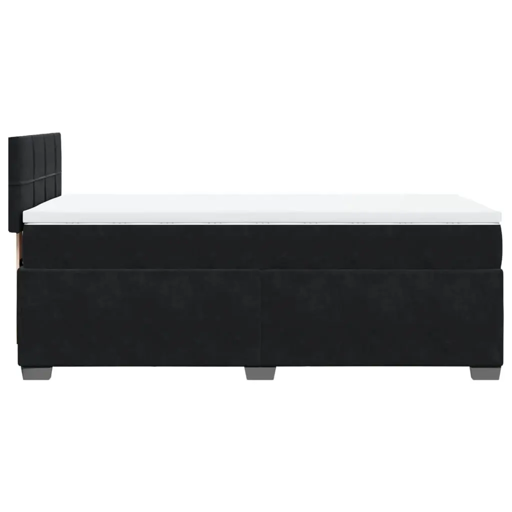 King Single Velvet Upholstered Frame Box Spring Bed with Pocket Sprung Mattress
