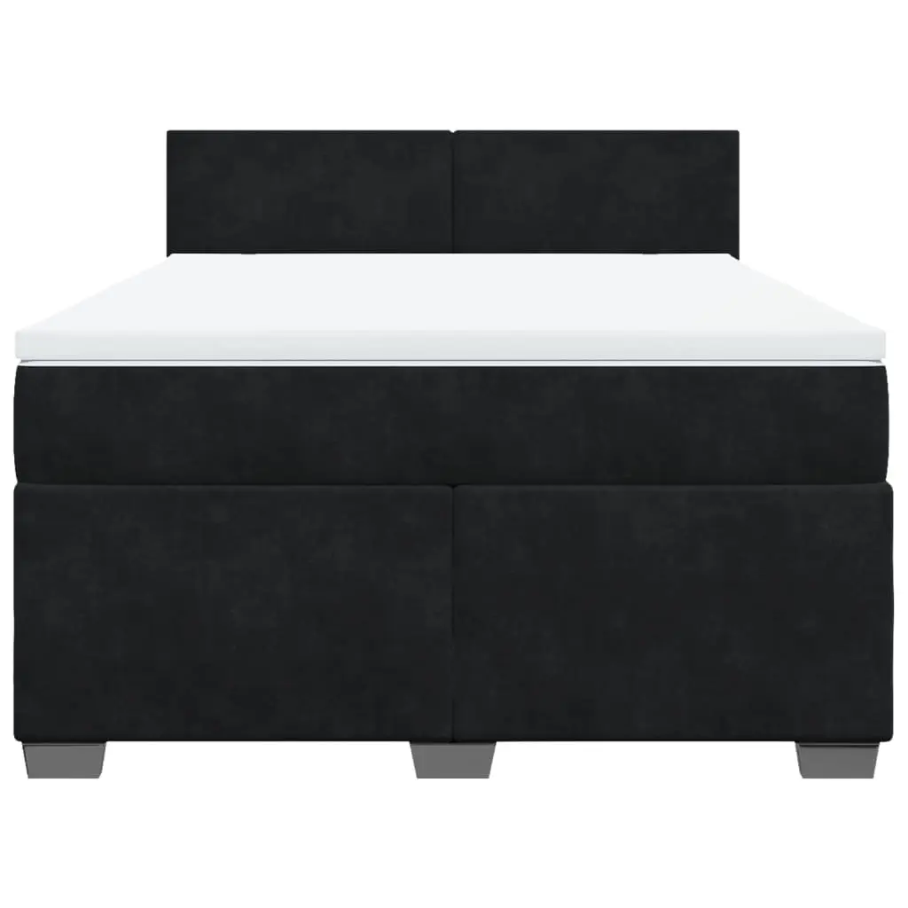 Double Box Spring Bed Pocket Mattress Grey Velvet Upholstered Frame