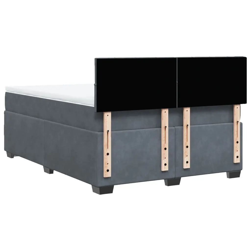 Box Spring Bed Pocket Spring Mattress Double Velvet Upholstered Frame Black