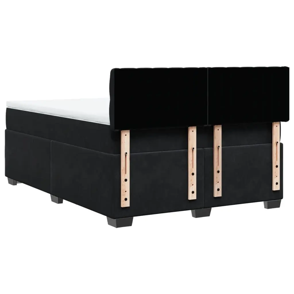 Double Box Spring Bed with Pocket Mattress Grey Velvet Upholstered Frame